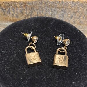 Gold LV Padlock Earrings